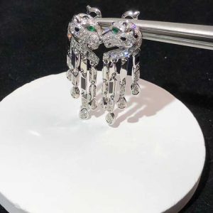 Panthere De Cartier Earring Natural Diamond 18K White Gold Custom (2)