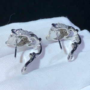 Panthère De Cartier Earrings Custom Natural Emerald Diamond 18K White Gold (2)