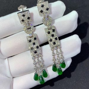 Panthère De Cartier Earrings Custom Natural Gemstone Diamonds 18K White Gold (2)