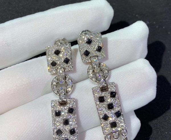 Panthère De Cartier Earrings Custom Natural Gemstone Diamonds 18K White Gold (2)