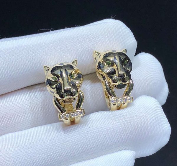 Panthère De Cartier Earrings Womens Custom Natural Diamond 18K Gold (2)