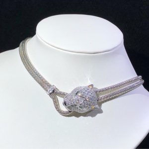 Panthère De Cartier Necklace Custom 18K White Gold Natural Diamond (2)