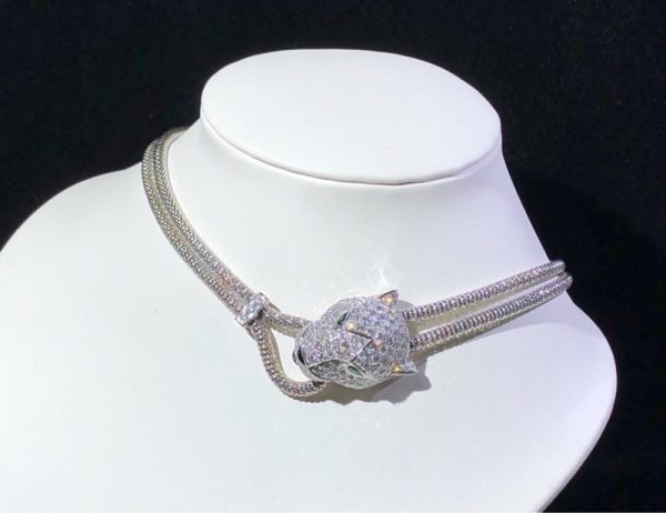 Panthère De Cartier Necklace Custom 18K White Gold Natural Diamond (2)