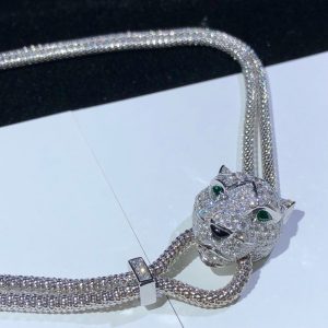 Panthère De Cartier Necklace Custom 18K White Gold Natural Diamond (2)