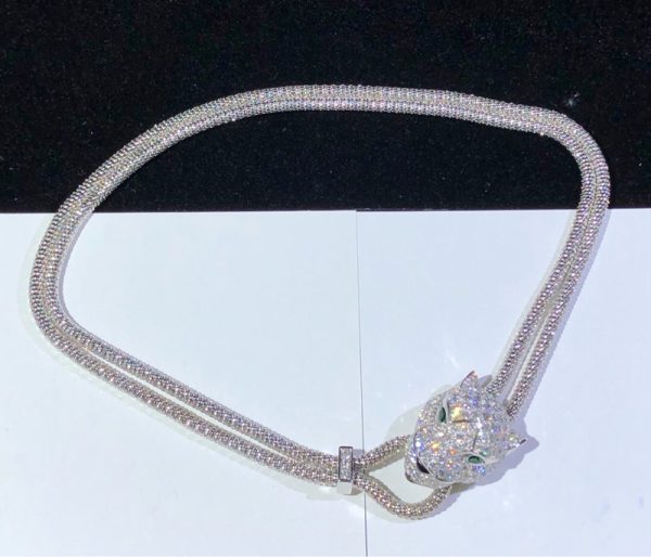 Panthère De Cartier Necklace Custom 18K White Gold Natural Diamond (2)