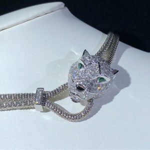 Panthère De Cartier Necklace Custom 18K White Gold Natural Diamond (2)