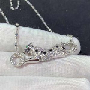 Panthère De Cartier Necklace Custom 18K White Gold Natural Diamond (2)