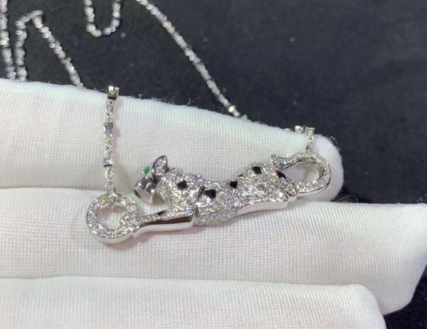 Panthère De Cartier Necklace Custom 18K White Gold Natural Diamond (2)