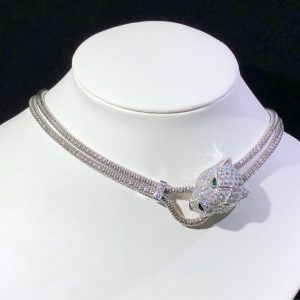 Panthère De Cartier Necklace Custom 18K White Gold Natural Diamond (2)