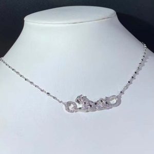 Panthère De Cartier Necklace Custom 18K White Gold Natural Diamond (2)