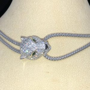 Panthère De Cartier Necklace Custom Natural Diamond 18K White Gold (2)