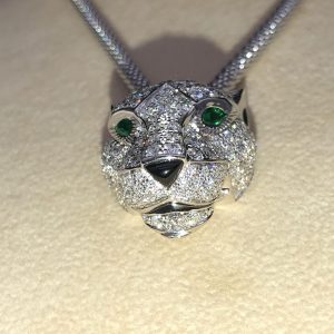 Panthère De Cartier Necklace Custom Natural Diamond 18K White Gold (2)