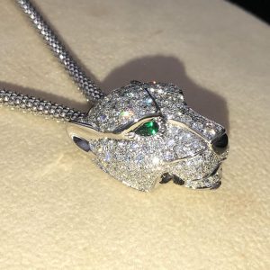 Panthère De Cartier Necklace Custom Natural Diamond 18K White Gold (2)