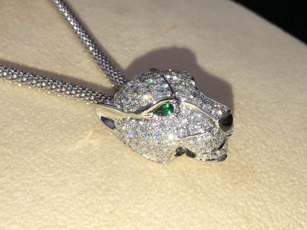 Panthère De Cartier Necklace Custom Natural Diamond 18K White Gold (2)