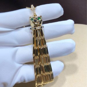 Panthère De Cartier Necklace Diamond Agate Emeralds 18K Gold Custom (2)