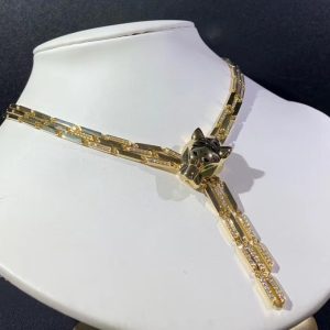 Panthère De Cartier Necklace Natural Diamond 18K Gold Custom (2)