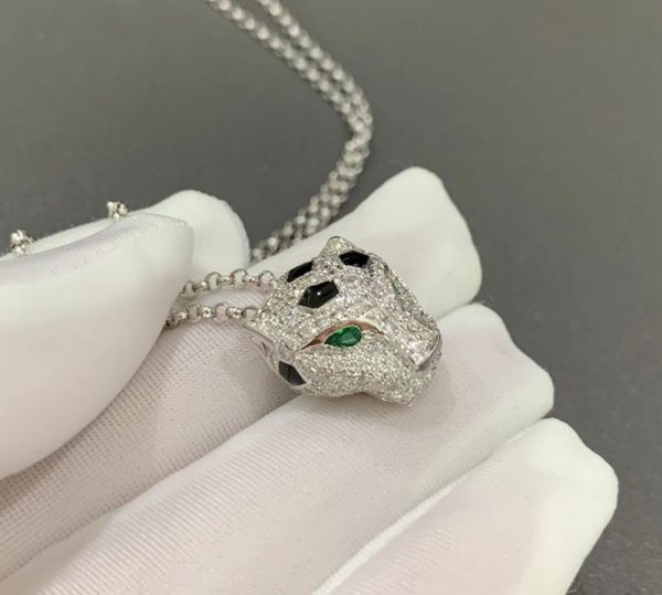 Panthère De Cartier Necklace Natural Diamond 18K White Gold Custom (2)