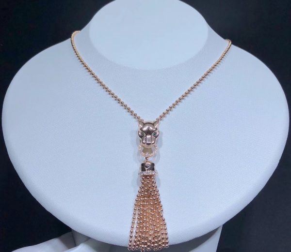 Panthère De Cartier Necklace Womens Custom Natural Diamond 18K Rose Gold (2)