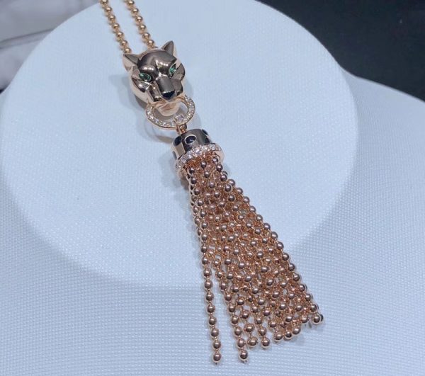 Panthère De Cartier Necklace Womens Custom Natural Diamond 18K Rose Gold (2)