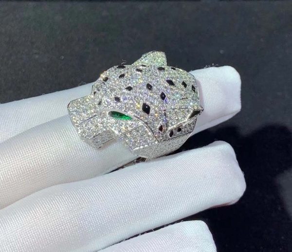 Panthère De Cartier Ring 18K White Gold Natural Diamond Custom (2)