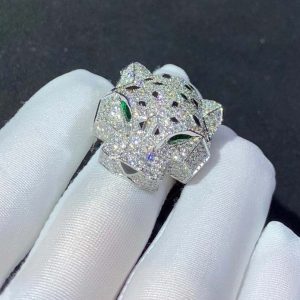 Panthère De Cartier Ring 18K White Gold Natural Diamond Custom (2)