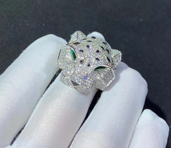 Panthère De Cartier Ring 18K White Gold Natural Diamond Custom (2)