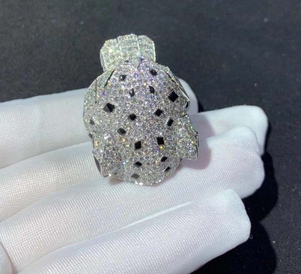 Panthère De Cartier Ring 18K White Gold Natural Diamond Custom (2)