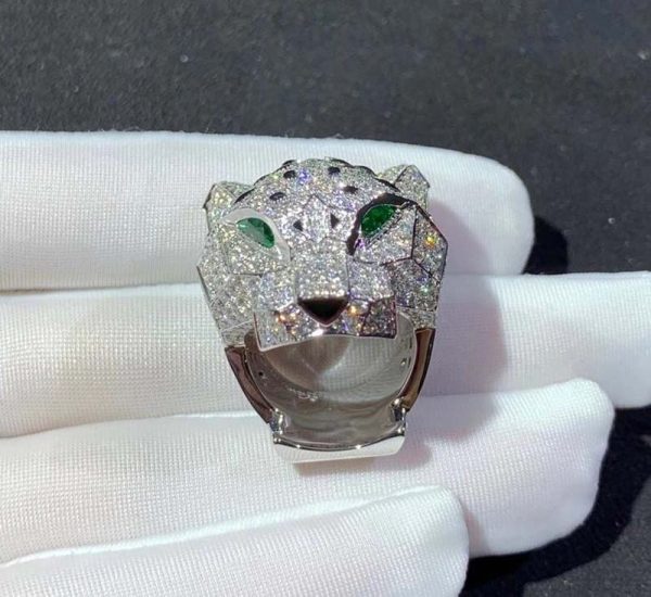 Panthère De Cartier Ring 18K White Gold Natural Diamond Custom (2)