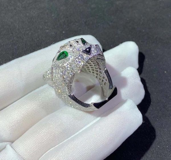 Panthère De Cartier Ring 18K White Gold Natural Diamond Custom (2)