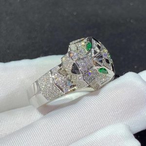 Panthère De Cartier Rings Custom Natural Agate Diamond 18K White Gold (2)