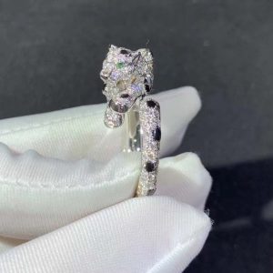 Panthère De Cartier Rings Custom Natural Diamond 18K White Gold (2)