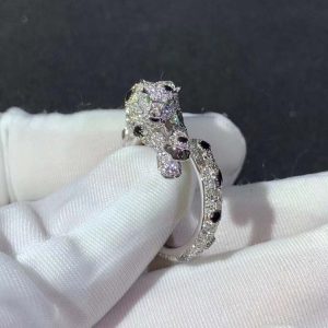 Panthère De Cartier Rings Custom Natural Diamond 18K White Gold (2)