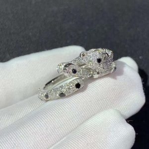 Panthère De Cartier Rings Custom Natural Diamond 18K White Gold (2)