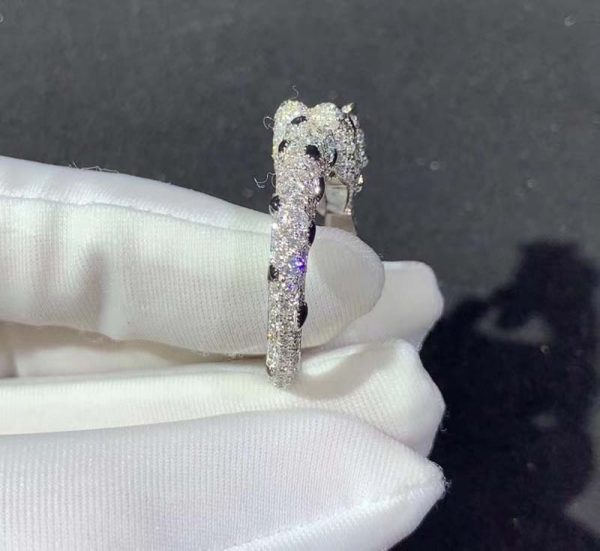 Panthère De Cartier Rings Custom Natural Diamond 18K White Gold (2)