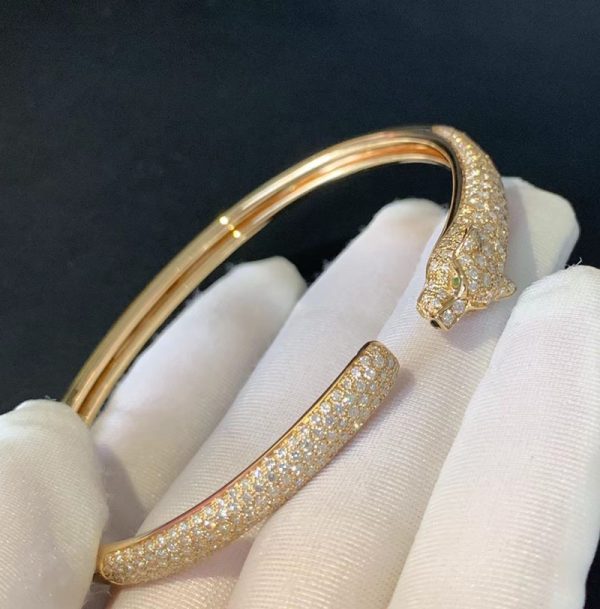 Panthère De Cartier Women Bracelet Custom 18K Gold Natural Diamonds (2)