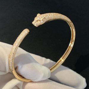 Panthère De Cartier Women Bracelet Custom 18K Gold Natural Diamonds (2)