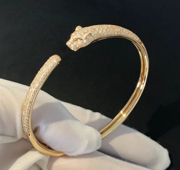 Panthère De Cartier Women Bracelet Custom 18K Gold Natural Diamonds (2)