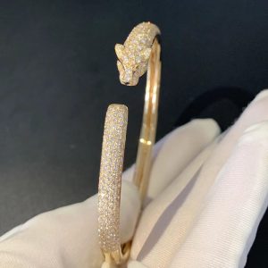 Panthère De Cartier Women Bracelet Custom 18K Gold Natural Diamonds (2)