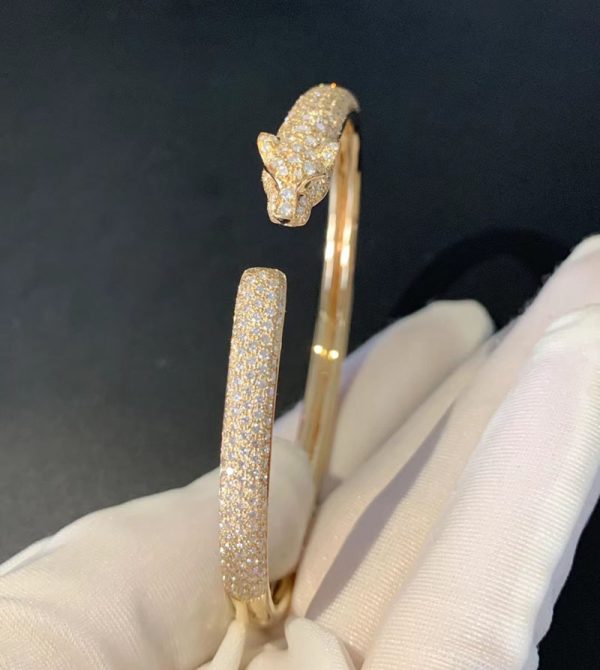 Panthère De Cartier Women Bracelet Custom 18K Gold Natural Diamonds (2)