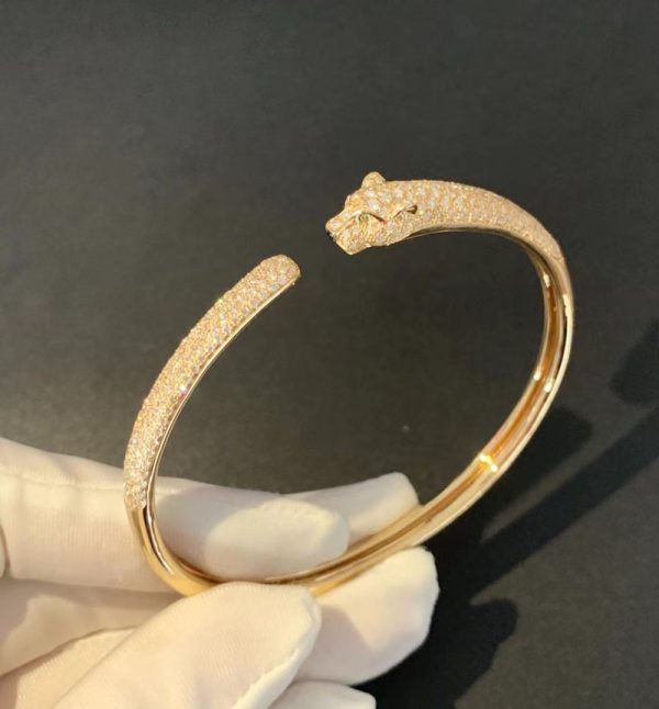 Panthère De Cartier Women Bracelet Custom 18K Gold Natural Diamonds (2)