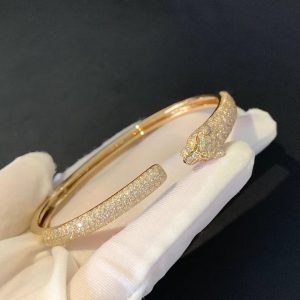 Panthère De Cartier Women Bracelet Custom 18K Gold Natural Diamonds (2)