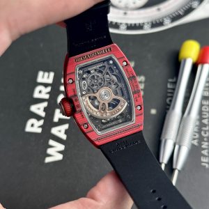 Replica Richard Mille Watch RM07-01 Red Carbon Black Rubber Strap 32x46mm (1)