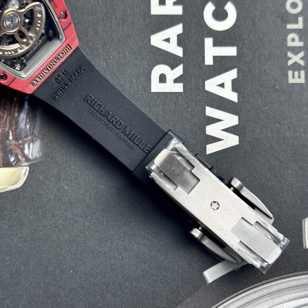 Replica Richard Mille Watch RM07-01 Red Carbon Black Rubber Strap 32x46mm (1)