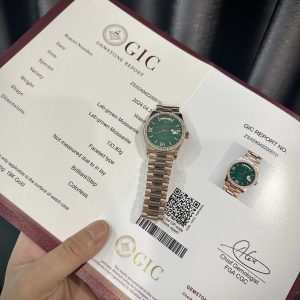 Rolex Day-Date 128235 Customs Moissanite 18K Gold Wrapped Turquoise Dial