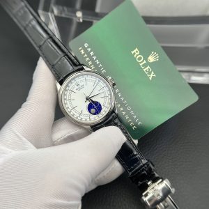 Rolex Moonphase 50535 Best Replica Watch Black Leather Strap 39mm (2)