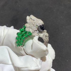 Set Necklace, Bracelet, Earring And Ring Cartier Les Oiseaux Libres Custom Natural Diamond 18K White Gold (2)