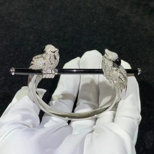 Set Necklace, Bracelet, Earring And Ring Cartier Les Oiseaux Libres Custom Natural Diamond 18K White Gold (2)