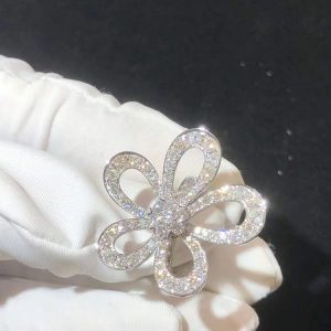 Van Cleef & Arpels Flowerlace Womens Ring Custom Natural Diamond 18K White Gold (2)