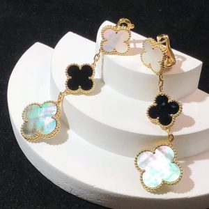 Van Cleef & Arpels Vintage Alhambra Earring 18K Rose Gold Gemstone Custom (2)