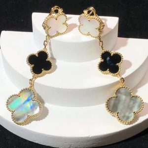 Van Cleef & Arpels Vintage Alhambra Earring 18K Rose Gold Gemstone Custom (2)